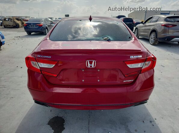 1HGCV1F35JA054736 2018 HONDA ACCORD Red Вид ззаду