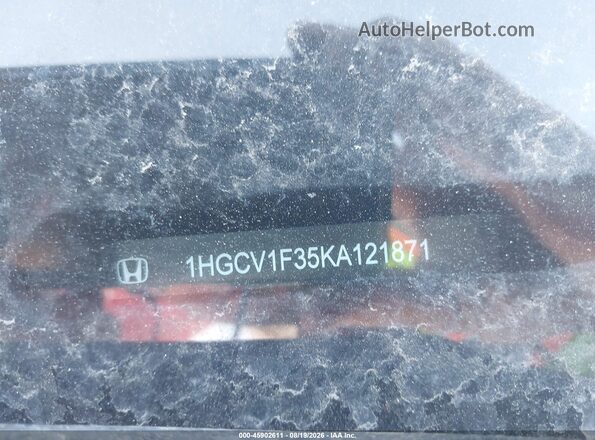 1HGCV1F35KA121871 2019 HONDA ACCORD Black Engine compartment view