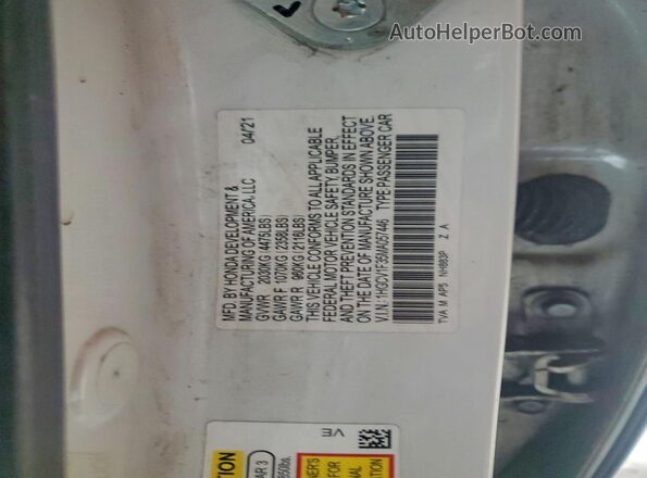 1HGCV1F35MA057446 2021 HONDA ACCORD Белый Вид наклейки с VIN-кодом