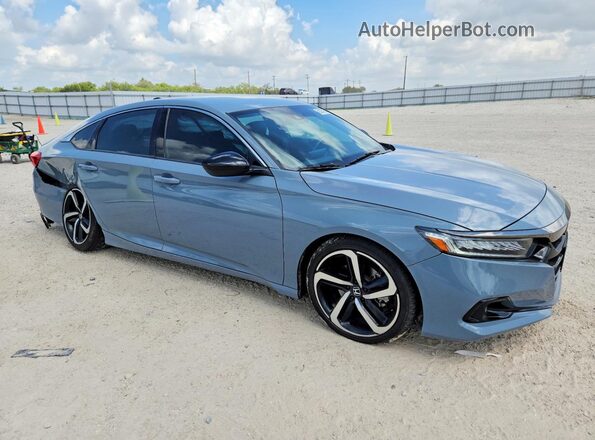1HGCV1F35MA086428 2021 HONDA ACCORD Blue Передня права чверть
