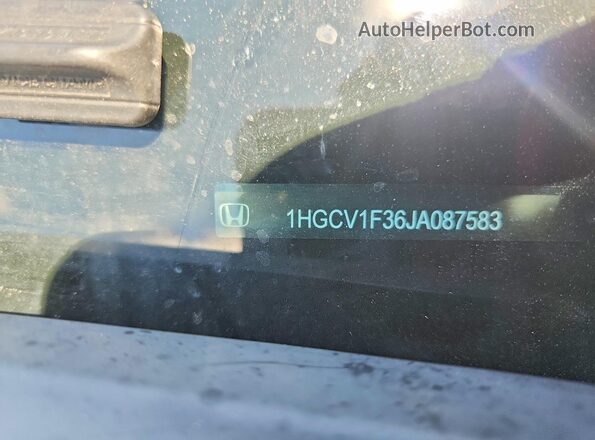 1HGCV1F36JA087583 2018 HONDA ACCORD Gray VIN კოდის სტიკერის ხედი