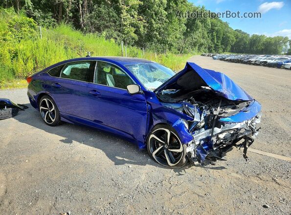 1HGCV1F36KA170223 2019 HONDA ACCORD Blue Delantero derecho