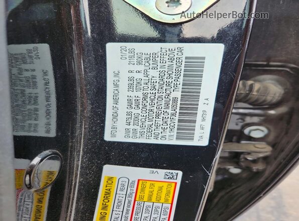 1HGCV1F36LA050889 2020 HONDA ACCORD Black VIN կոդի պիտակի տեսք