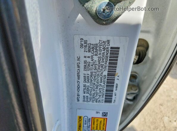 1HGCV1F37LA001829 2020 HONDA ACCORD White Engine compartment view