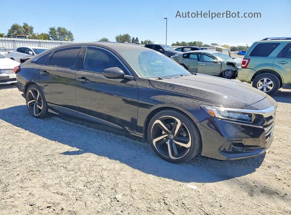 1HGCV1F37MA049493 2021 HONDA ACCORD Черный Передняя правая четверть