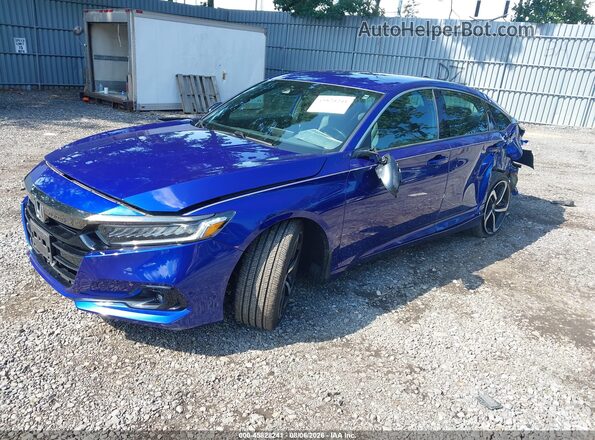 1HGCV1F37MA081067 2021 HONDA ACCORD Blue Առջևի ձախ երեք քառորդ տեսարան