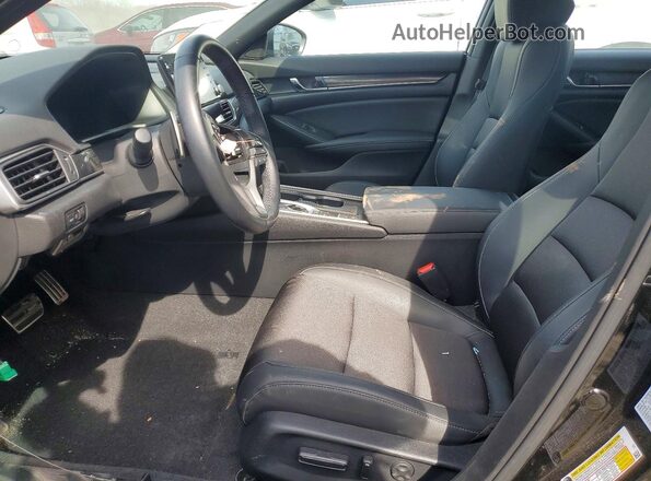 1HGCV1F37NA095696 2022 HONDA ACCORD Black წინა სალონის ხედი