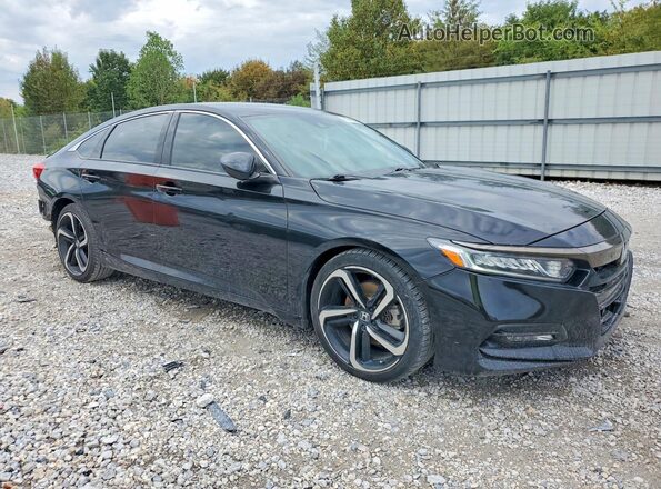 1HGCV1F38JA020497 2018 HONDA ACCORD Black წინა სალონის ხედი