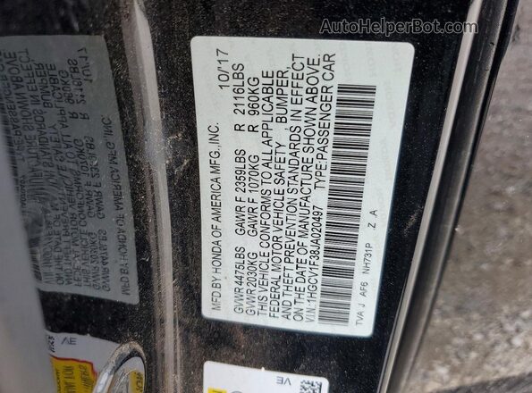 1HGCV1F38JA020497 2018 HONDA ACCORD Black 