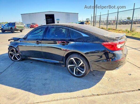 1HGCV1F38JA166513 2018 HONDA ACCORD Black Trasero izquierdo