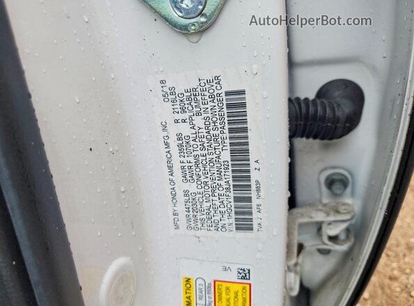 1HGCV1F38JA171923 2018 HONDA ACCORD White ძრავის განყოფილების ხედი