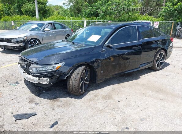 1HGCV1F38KA101744 2019 HONDA ACCORD Black წინა მარცხენა ხედი სამი მეოთხედიდან