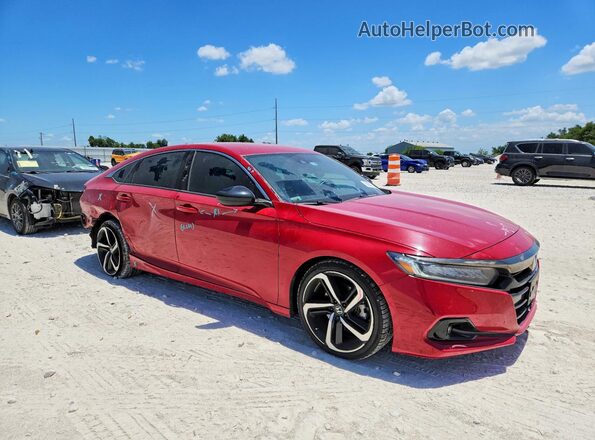1HGCV1F38NA058284 2022 HONDA ACCORD Красный Передняя правая четверть