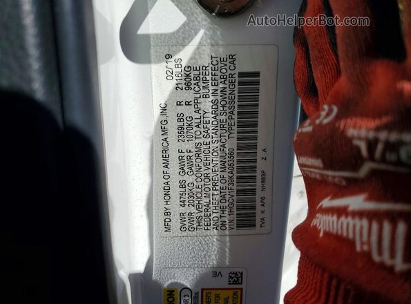 1HGCV1F39KA053560 2019 HONDA ACCORD White Widok komory silnika