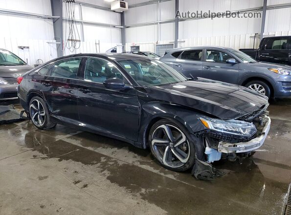 1HGCV1F39KA056541 2019 HONDA ACCORD Черный Передняя правая четверть