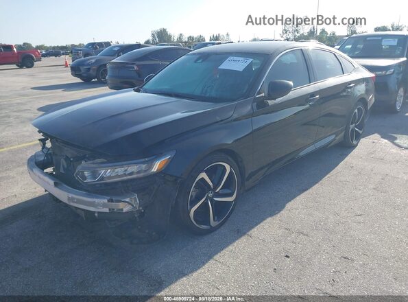 1HGCV1F3XKA074577 2019 HONDA ACCORD Черный Передняя левая четверть