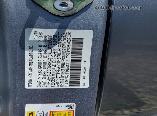 1HGCV1F3XLA010072 2020 HONDA ACCORD Silver ძრავის განყოფილების ხედი