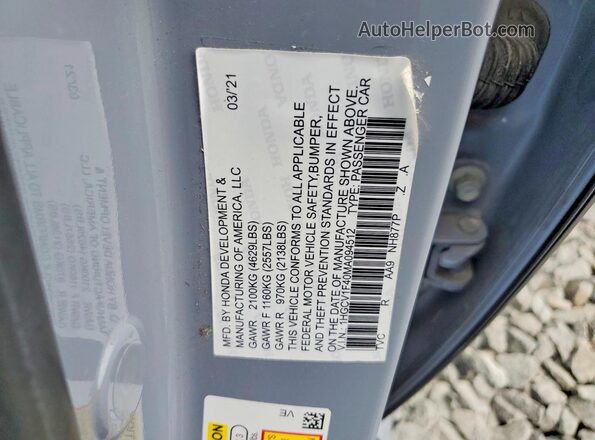 1HGCV1F40MA094512 2021 HONDA ACCORD Blue ძრავის განყოფილების ხედი