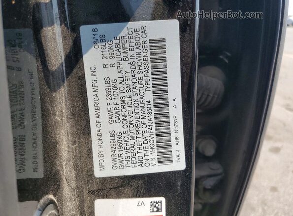 1HGCV1F41JA185414 2018 HONDA ACCORD Black Вид підкапотного простору