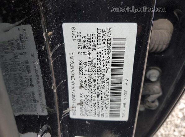 1HGCV1F41JA250374 2018 HONDA ACCORD Black Engine compartment view