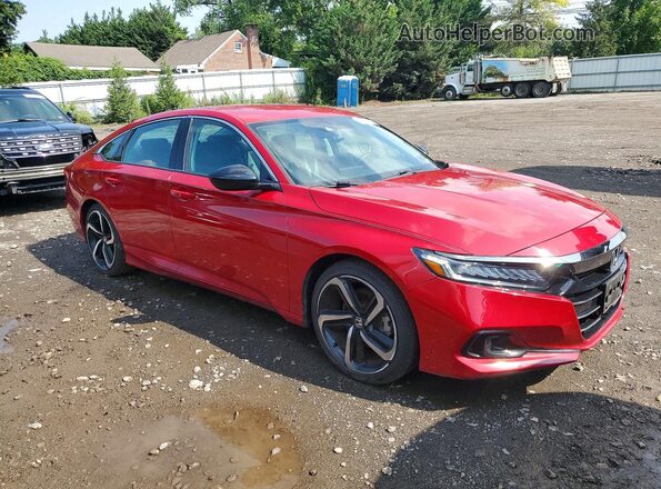 1HGCV1F41MA027501 2021 HONDA ACCORD Красный Передняя правая четверть