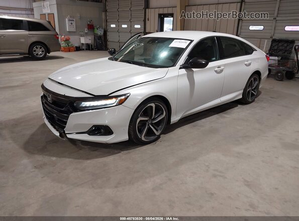 1HGCV1F43MA053159 2021 HONDA ACCORD Белый Передняя левая четверть