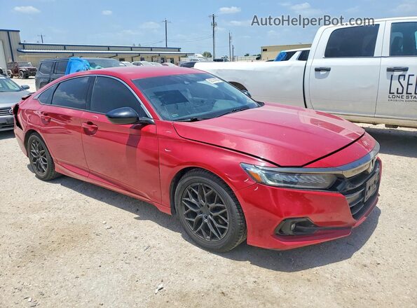1HGCV1F44MA022907 2021 HONDA ACCORD Красный Передняя правая четверть