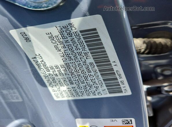 1HGCV1F47NA074288 2022 HONDA ACCORD Turquoise VIN კოდის სტიკერის ხედი