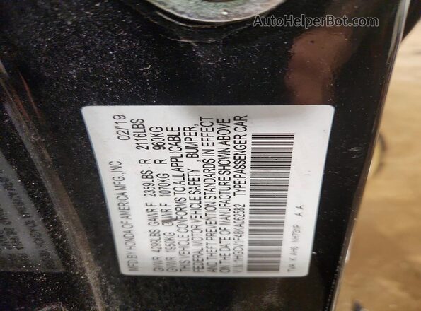 1HGCV1F48KA062582 2019 HONDA ACCORD Black VIN კოდის სტიკერის ხედი