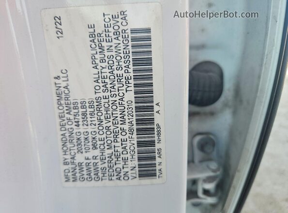 1HGCV1F48NA120310 2022 HONDA ACCORD White Engine compartment view