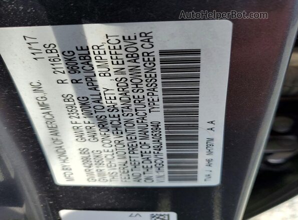 1HGCV1F49JA053940 2018 HONDA ACCORD Silver Widok komory silnika