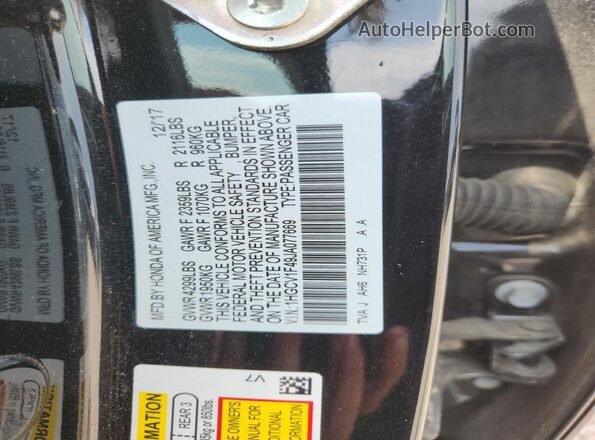1HGCV1F49JA077669 2018 HONDA ACCORD Black Vista del compartimento del motor