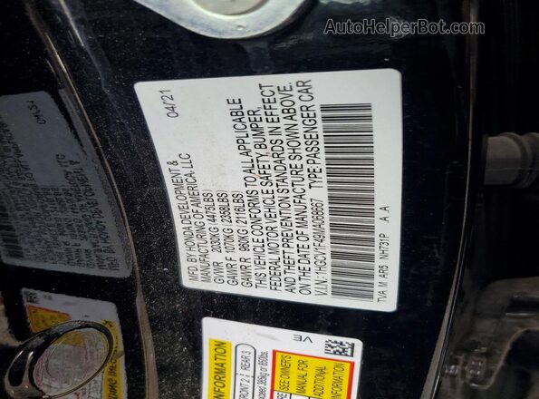 1HGCV1F49MA068667 2021 HONDA ACCORD Black Շարժիչի բաժամունքի տեսք