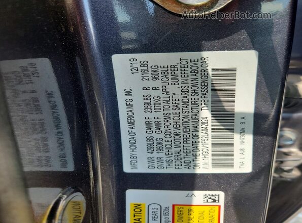 1HGCV1F52LA042824 2020 HONDA ACCORD Gray Շարժիչի բաժամունքի տեսք
