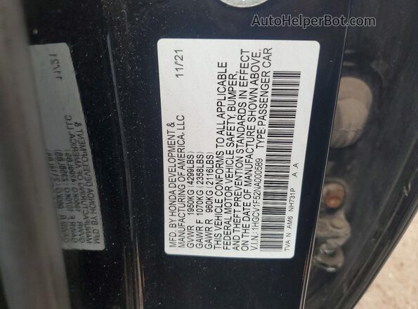 1HGCV1F52NA000589 2022 HONDA ACCORD Black Vista del compartimento del motor