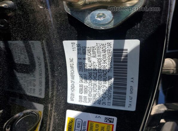 1HGCV1F53KA007501 2019 HONDA ACCORD Black Vista del compartimento del motor