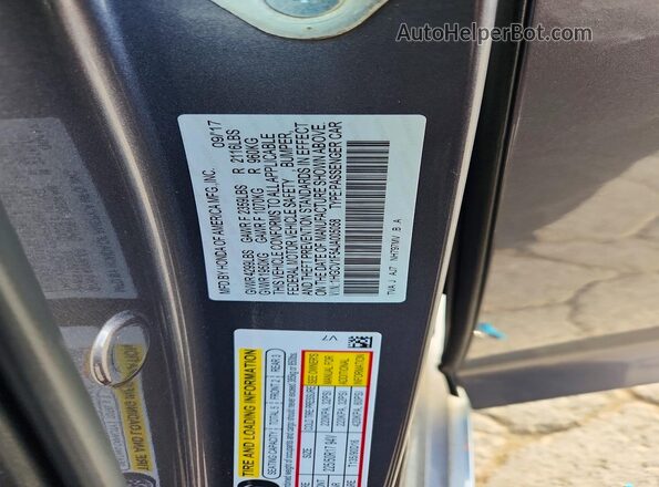 1HGCV1F54JA005058 2018 HONDA ACCORD Gray Vista del compartimento del motor