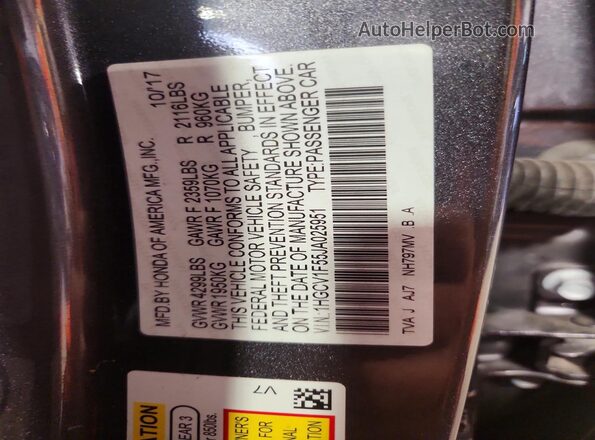 1HGCV1F55JA025951 2018 HONDA ACCORD Gray Widok komory silnika
