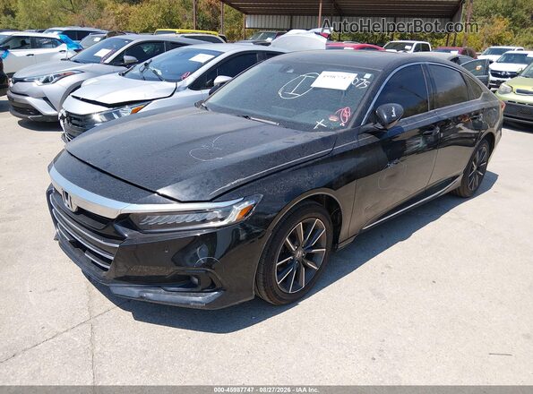 1HGCV1F55MA060624 2021 HONDA ACCORD Black წინა მარცხენა ხედი სამი მეოთხედიდან