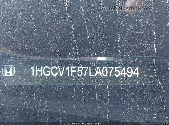 1HGCV1F57LA075494 2020 HONDA ACCORD Gray 
