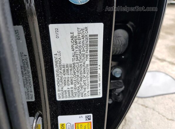 1HGCV1F57NA023768 2022 HONDA ACCORD Black Engine compartment view