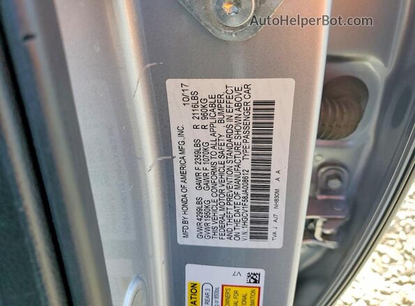 1HGCV1F58JA008612 2018 HONDA ACCORD Silver Շարժիչի բաժամունքի տեսք