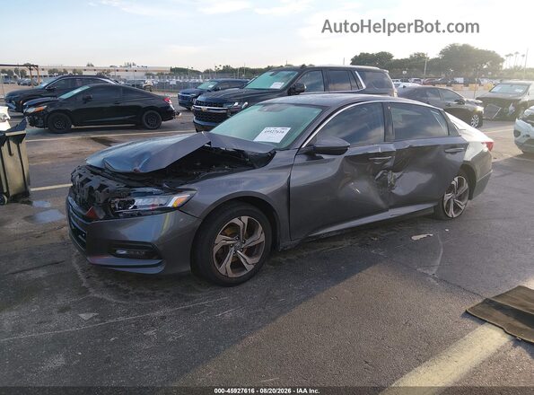 1HGCV1F5XJA131893 2018 HONDA ACCORD Gray Առջևի ձախ երեք քառորդ տեսարան