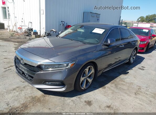 1HGCV1F91JA079511 2018 HONDA ACCORD Gray წინა მარცხენა ხედი სამი მეოთხედიდან