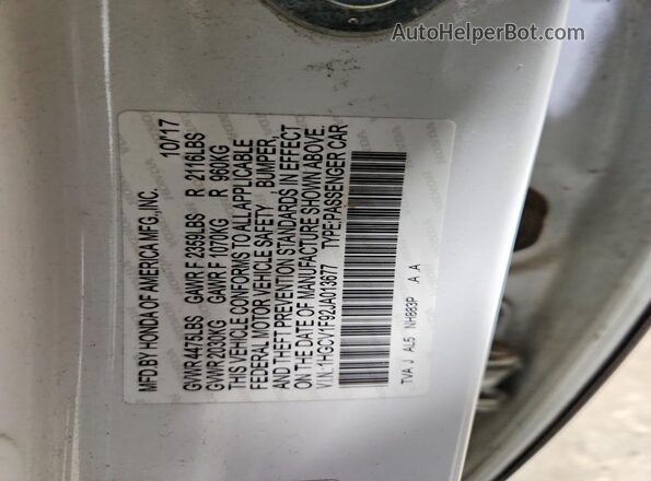 1HGCV1F92JA013677 2018 HONDA ACCORD Белый Вид подкапотного пространства