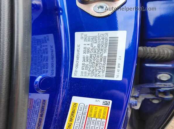 1HGCV2F30LA000933 2020 HONDA ACCORD Blue Engine compartment view