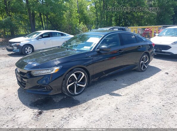 1HGCV2F30MA027065 2021 HONDA ACCORD Black წინა მარცხენა ხედი სამი მეოთხედიდან