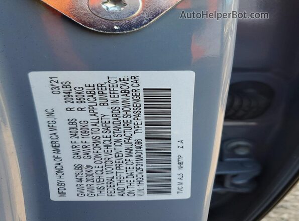 1HGCV2F31MA014096 2021 HONDA ACCORD Blue Widok komory silnika