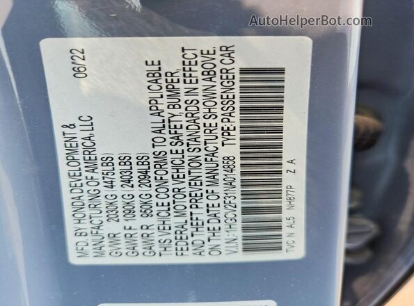1HGCV2F31NA014858 2022 HONDA ACCORD Silver ძრავის განყოფილების ხედი