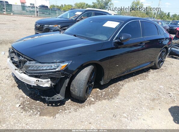 1HGCV2F32NA004887 2022 HONDA ACCORD Black Передня ліва чверть